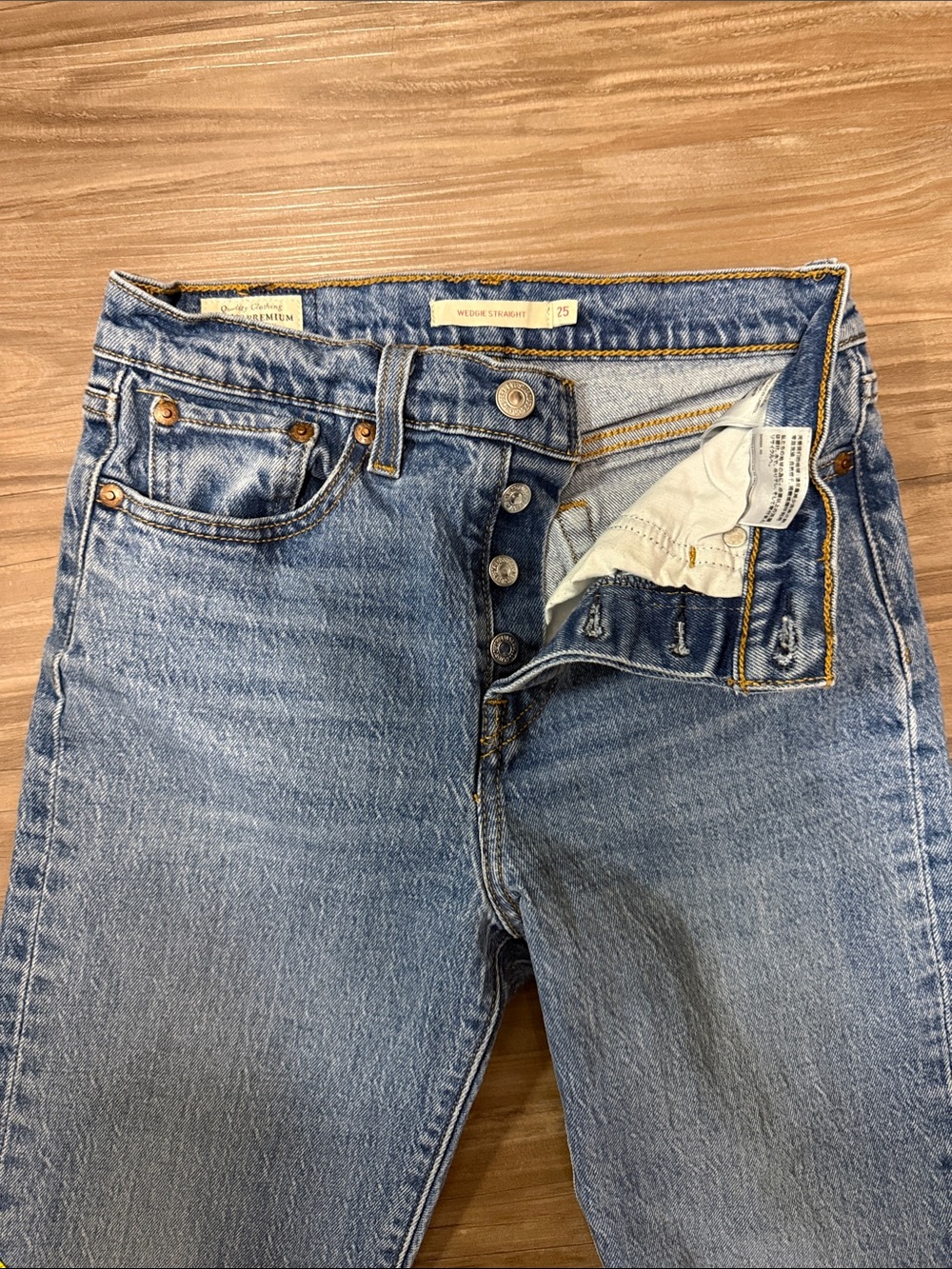 Levi’s Premium Wedgie Straight Ankle Jeans 25 Jive Sound $98 - Picture 4 of 12